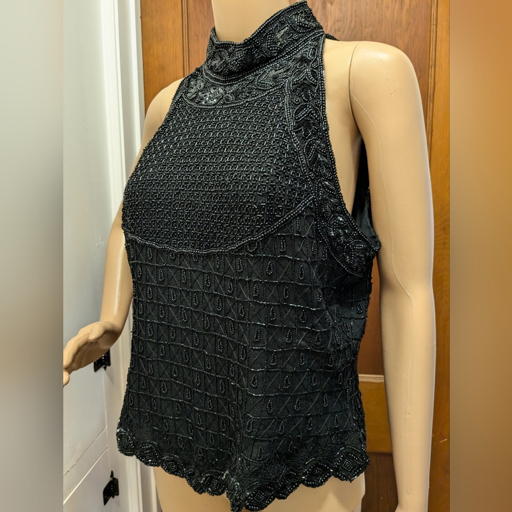 Black Beaded Tank by Papell Boutique Evening Large - Picture 12 of 15